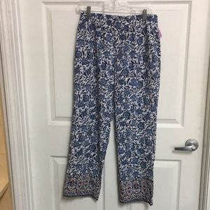 Talbots Blue Floral Print Pants Size 8P